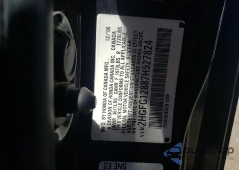 2007 Honda Civic Ex from USA, damaged, VIN 2HGFG12887H527824